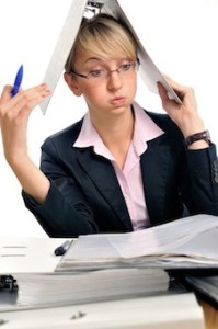  woman stressed with work